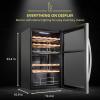 imageSCHMCK 33 Bottle Dual Zone Wine Cooler Refrigerator wLock  Large Freestanding Wine Cellar For Red White Champagne ampamp Sparkling Wine  41f64f Digital Temperature Control Fridge Stainless SteelStainless Steel