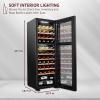imageSCHMCK 44 Bottle Dual Zone Wine Cooler Refrigerator  Large Freestanding Wine Cellar  41f64f Digital Temperature Control Wine Fridge For Red White Champagne or Sparkling Wine  Black