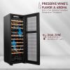 imageSCHMCK 44 Bottle Dual Zone Wine Cooler Refrigerator  Large Freestanding Wine Cellar  41f64f Digital Temperature Control Wine Fridge For Red White Champagne or Sparkling Wine  Black