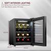 imageSchmck 10 Bottle Red And White Wine Thermoelectric Wine CoolerChiller Counter Top Wine Cellar with Digital Temperature Display Freestanding Refrigerator Smoked Glass Door Quiet Operation FridgeBlack