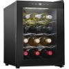 imageSchmck 10 Bottle Red And White Wine Thermoelectric Wine CoolerChiller Counter Top Wine Cellar with Digital Temperature Display Freestanding Refrigerator Smoked Glass Door Quiet Operation FridgeBlack
