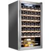 imageSchmecke 34 Bottle Compressor Wine Cooler Refrigerator wLock  Large Freestanding Wine Cellar  41f64f Digital Temperature Control Wine Fridge For Red White Champagne or Sparkling Wine  BlackStainless Steel
