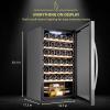 imageSchmecke 34 Bottle Compressor Wine Cooler Refrigerator wLock  Large Freestanding Wine Cellar  41f64f Digital Temperature Control Wine Fridge For Red White Champagne or Sparkling Wine  BlackStainless Steel