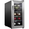 imageSchmck 10 Bottle Red And White Wine Thermoelectric Wine CoolerChiller Counter Top Wine Cellar with Digital Temperature Display Freestanding Refrigerator Smoked Glass Door Quiet Operation FridgeStainless Steel