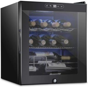 imageSCHMCK 12 Bottle Compressor Wine Cooler Refrigerator wLock  Large Freestanding Wine Cellar For Red White Champagne or Sparkling Wine  41f64f Digital Temperature Control Fridge Stainless SteelBlack