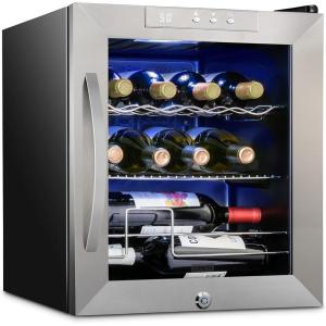 imageSCHMCK 12 Bottle Compressor Wine Cooler Refrigerator wLock  Large Freestanding Wine Cellar For Red White Champagne or Sparkling Wine  41f64f Digital Temperature Control Fridge Stainless SteelStainless Steel