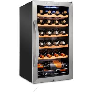 imageSCHMCK 24 Bottle Compressor Wine Cooler Refrigerator wLock  Large Freestanding Wine Cellar For Red White Champagne or Sparkling Wine  41f64f Digital Temperature Control Fridge Stainless Steel