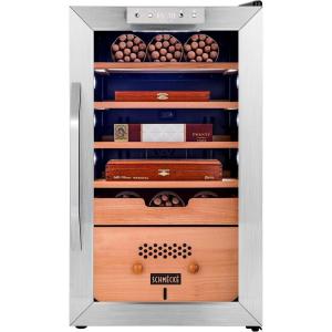 imageSCHMCK 250 Cigar Cooler Humidor with 3 in 1 Precise Cooling Heating ampamp Humidity Control Stainless Steel Trim Finish Cabinet Spanish Cedar Wood Shelves and Drawer with Built in Digital Hygrometer400 Cigar Capacity