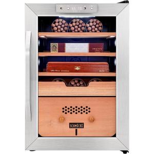 imageSCHMCK 250 Cigar Cooler Humidor with 3 in 1 Precise Cooling Heating ampamp Humidity Control Stainless Steel Trim Finish Cabinet Spanish Cedar Wood Shelves and Drawer with Built in Digital Hygrometer300 Cigar Capacity
