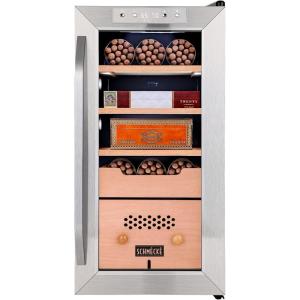 imageSCHMCK 250 Cigar Cooler Humidor with 3 in 1 Precise Cooling Heating ampamp Humidity Control Stainless Steel Trim Finish Cabinet Spanish Cedar Wood Shelves and Drawer with Built in Digital Hygrometer250 Cigar Capacity