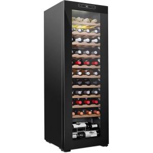 imageSchmecke 44 Bottle Compressor Wine Cooler Refrigerator  Large Freestanding Wine Cellar  41f64f Digital Temperature Control Wine Fridge For Red White Champagne or Sparkling Wine  Black